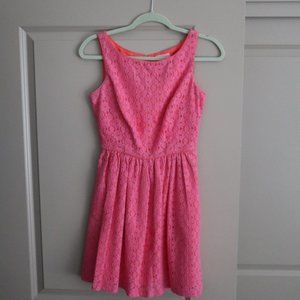 Lilly Pulitzer Pink Eyelet Floral Dress, Size 0